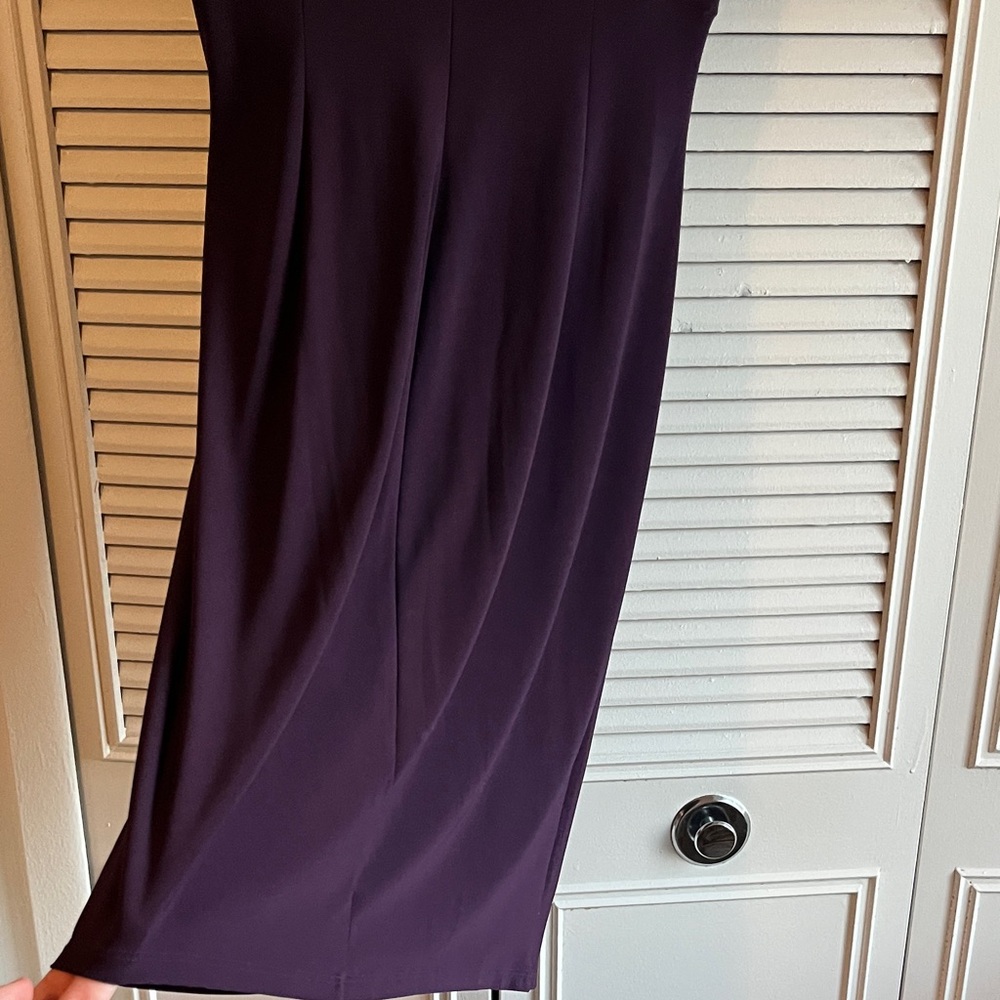 Dark Purple Draped Women's Dress - Picture 7 of 8
